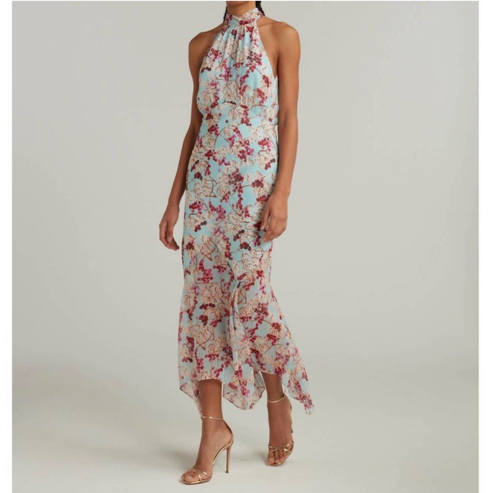Saloni Lila Silk Halter Dress (Mulberry)